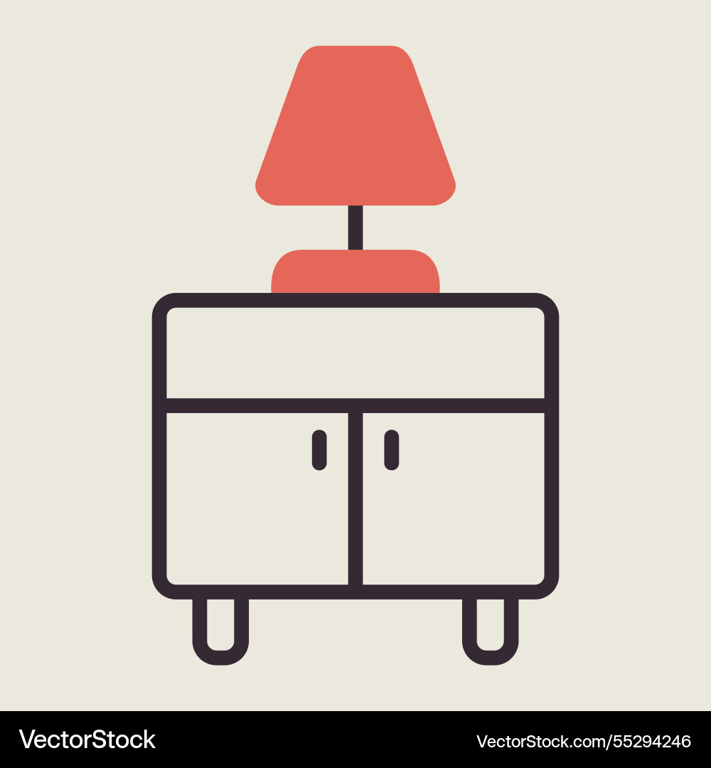 Bedside table with lamp icon graph symbol Vector Image