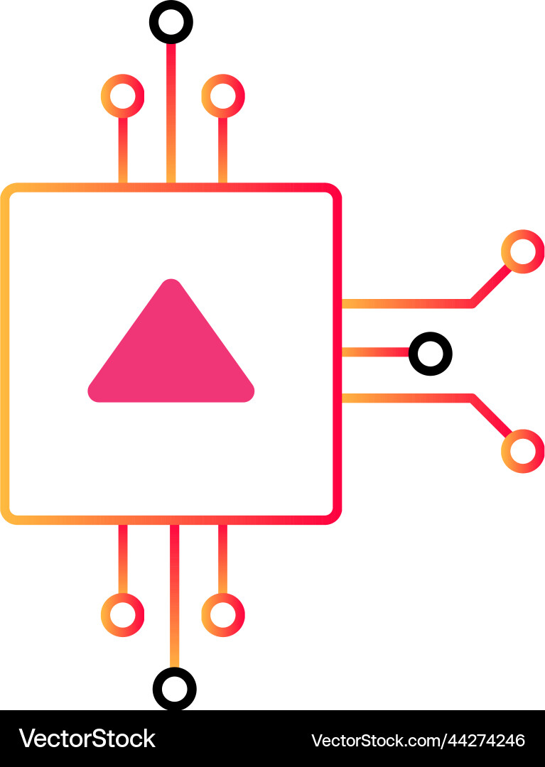 Chip outline icon microchip cpu processor vector image