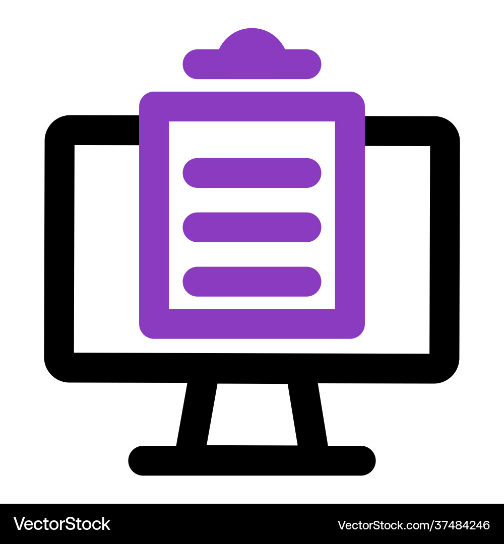 Computer icon with task clipboard Computer icon with task clipboard vector image