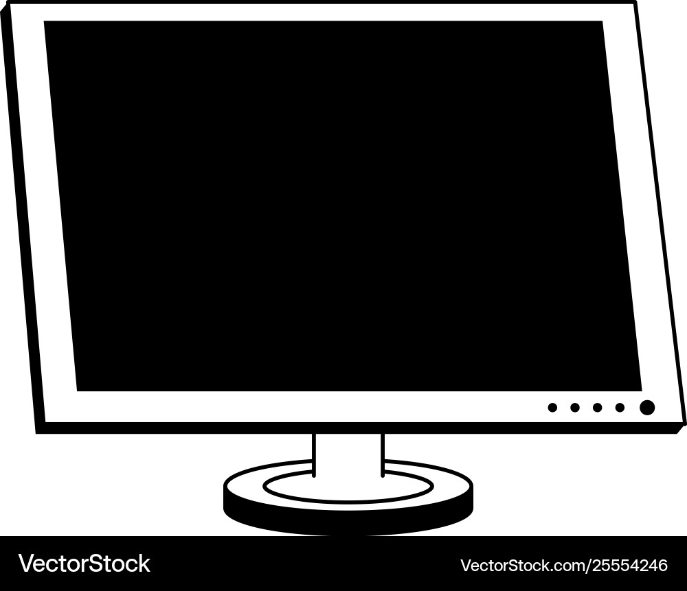 Computer monitor hardware device isolated in black Vector Image