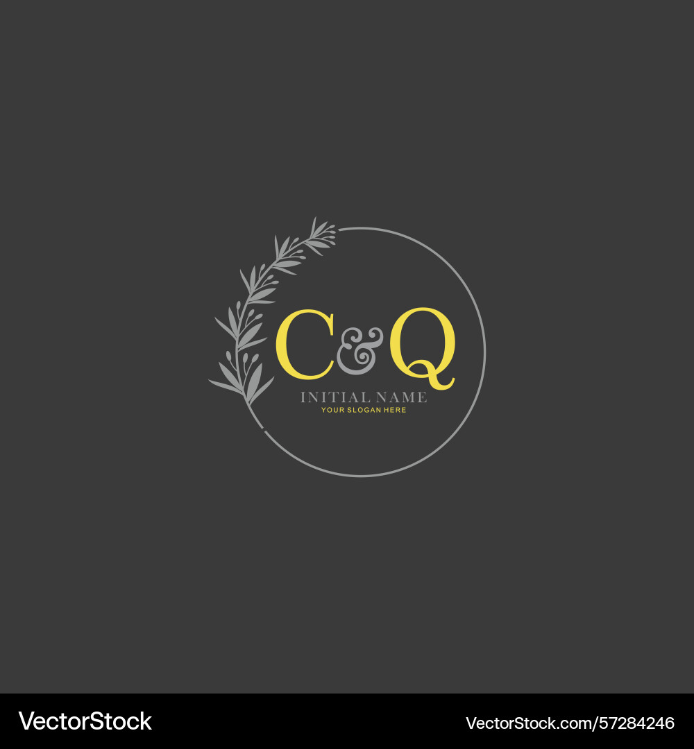 Cq initial logo templates with botanical elements Vector Image
