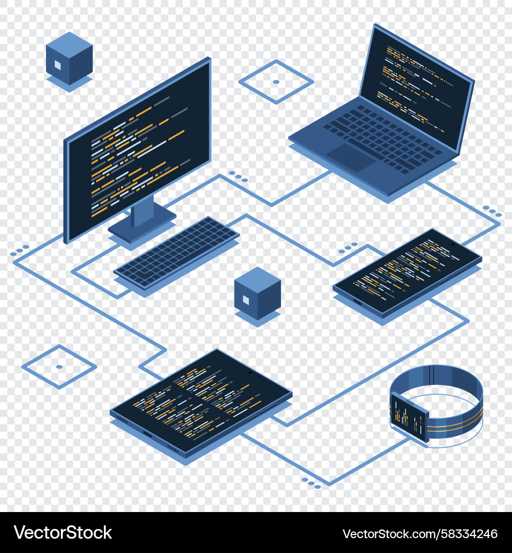 Data Synchronization & Transfer Vector Image