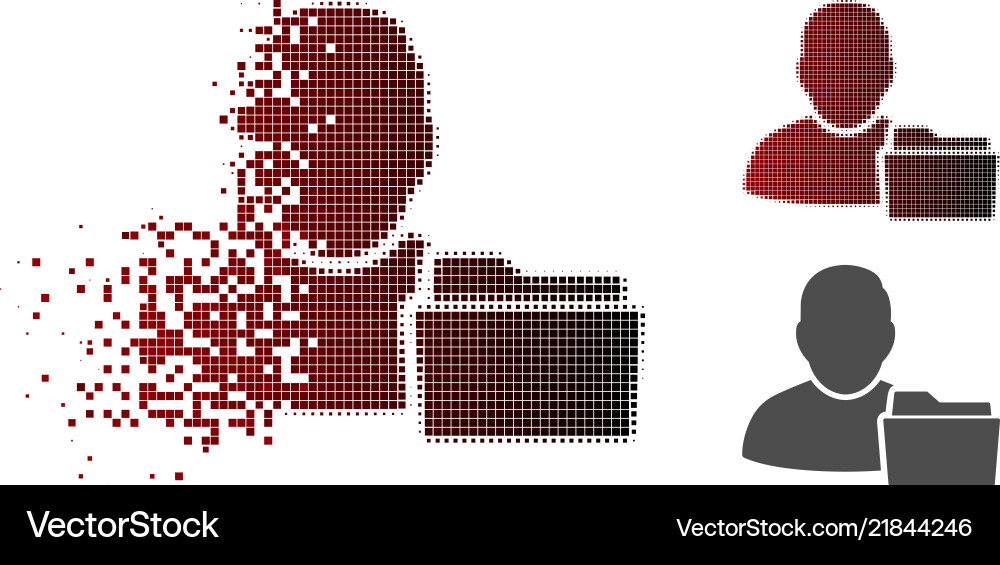 Fractured pixel halftone user document folder icon Fractured pixel halftone user document folder icon Vector Image