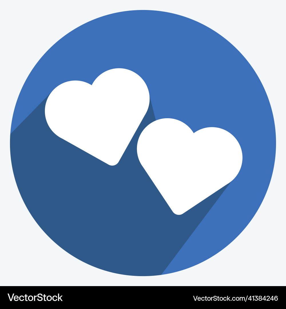 Hearts icon in trendy long shadow style isolated Hearts icon in trendy long shadow style isolated vector image