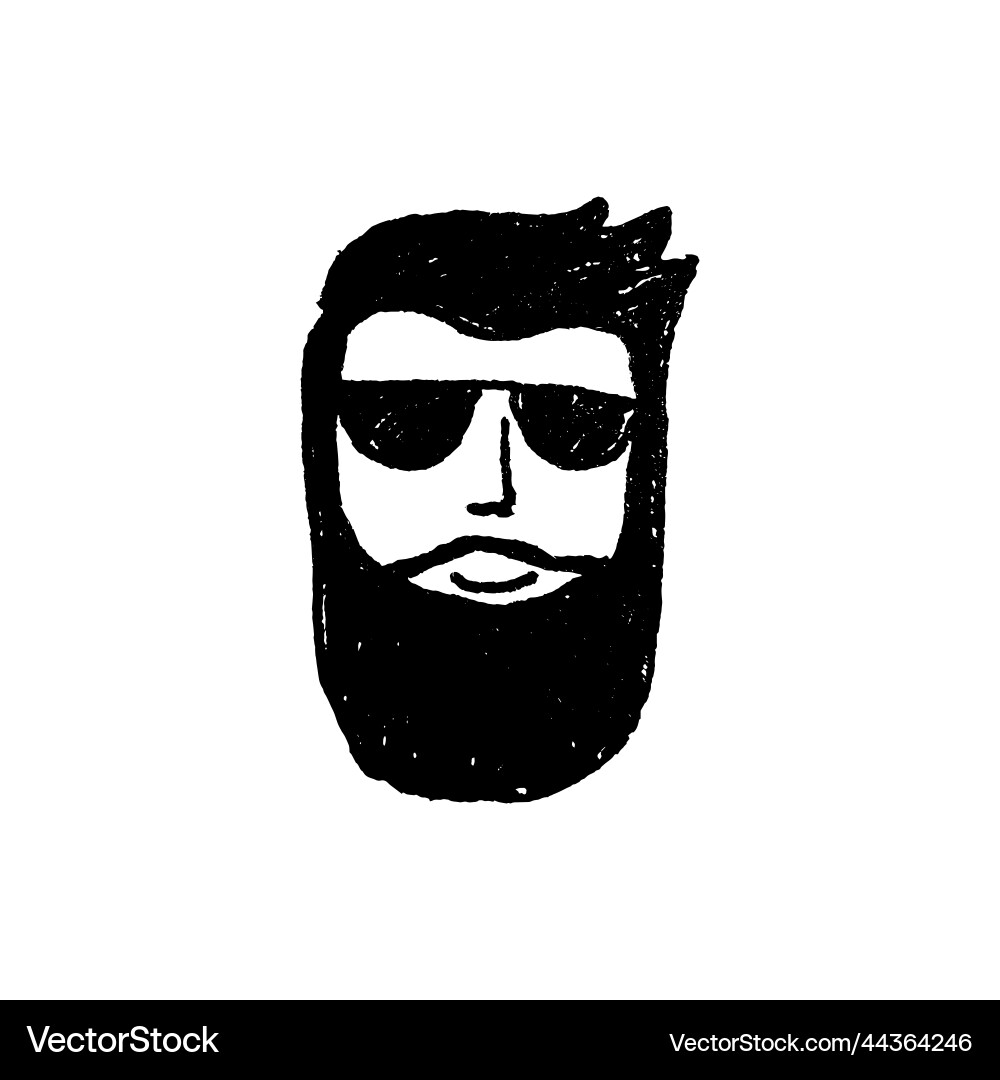 Hipster fashion man hair and beards hand drawn vector image