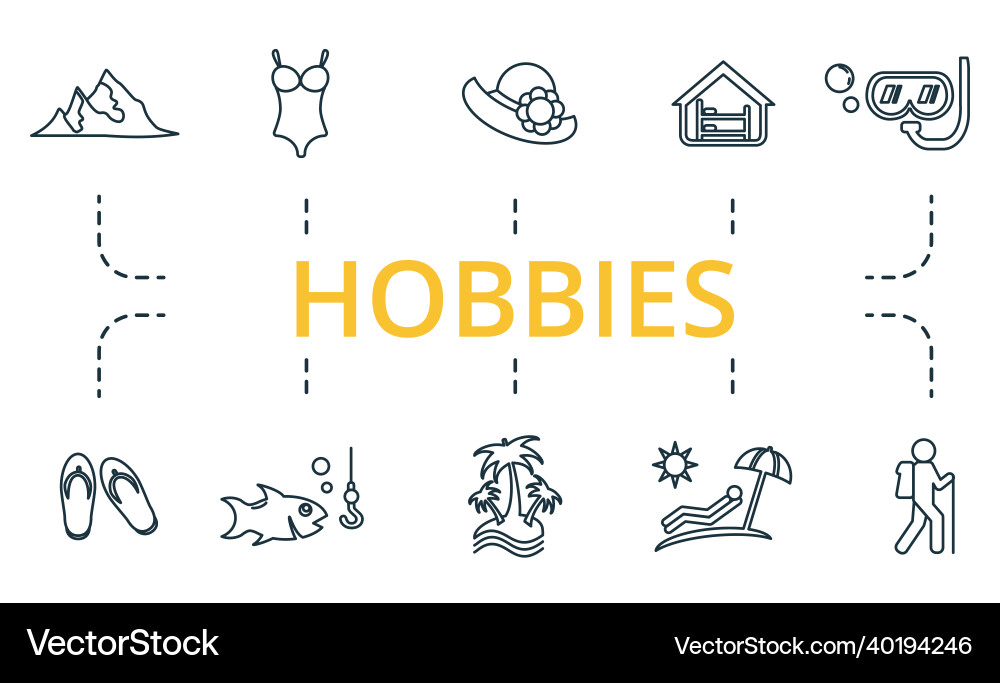 Hobbies icon set collection of simple elements vector image