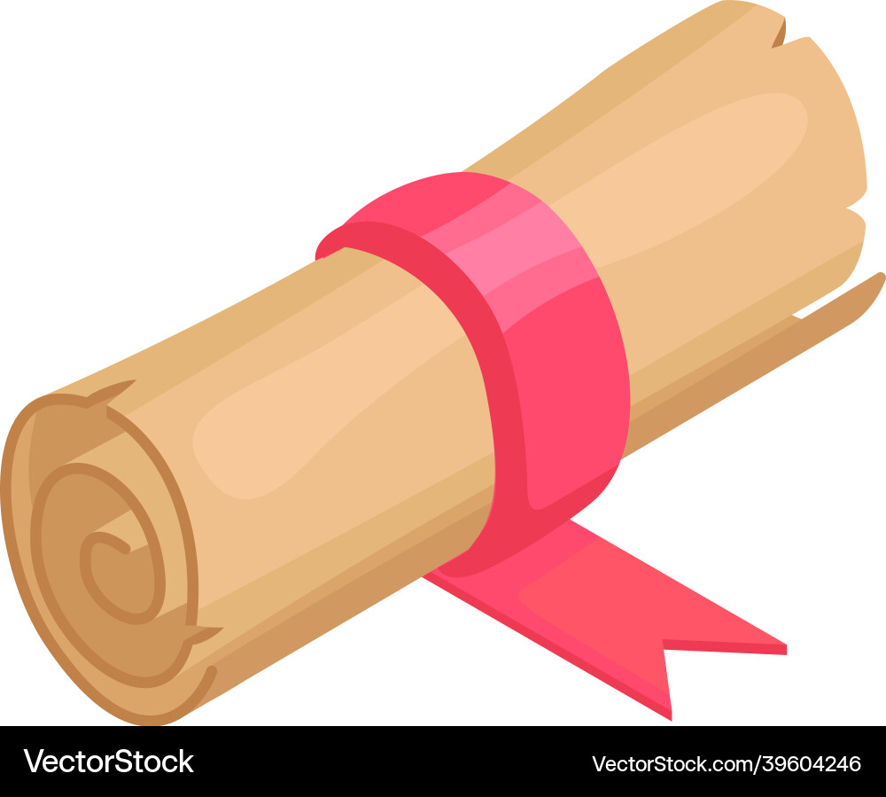 Isometric Parchment Scroll with Ribbon vector image