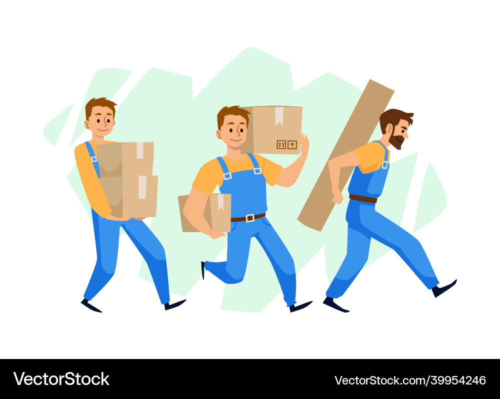 Moving Team with Boxes Vector Image