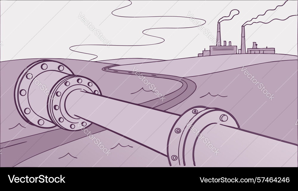 Pipeline and factory in distant landscape design Vector Image