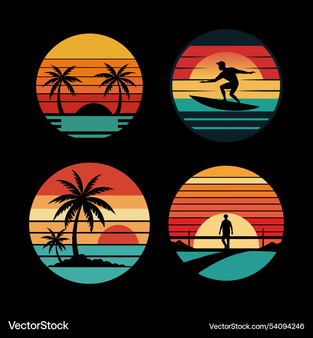 Retro-style icon set different scene Vector Image