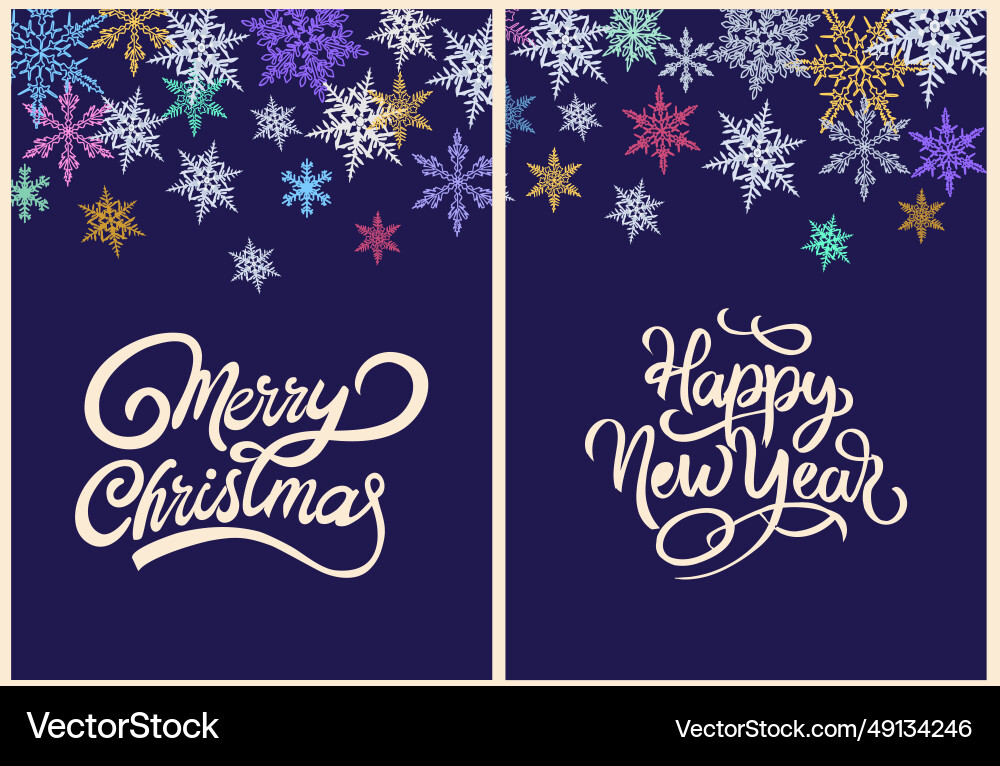 Set of marry christmas an happy new year cards Set of marry christmas an happy new year cards vector image
