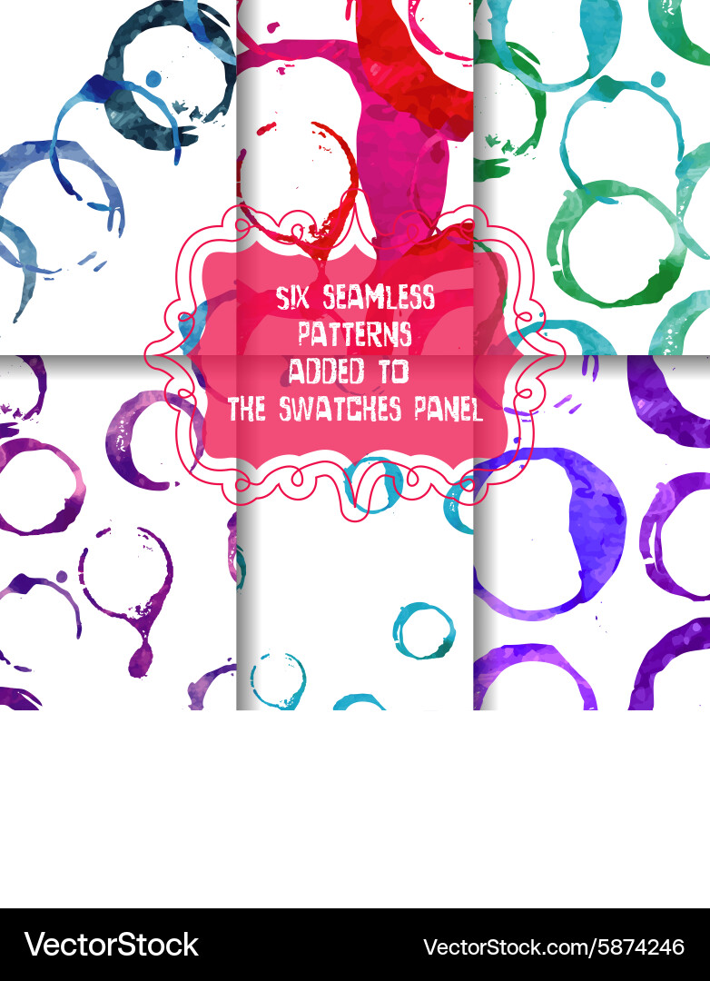 Set of seamless patterns with watercolor stains Vector Image