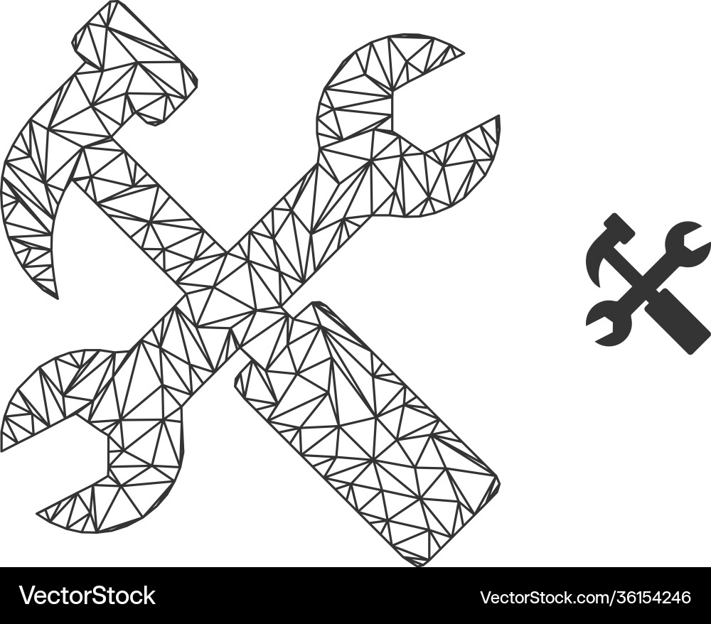 Web mesh hammer and wrench icon Vector Image