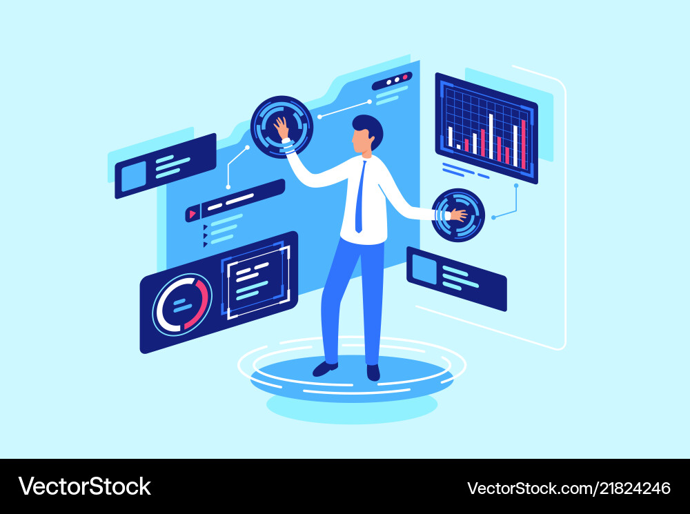 Work with data in cloud online and folder vector image