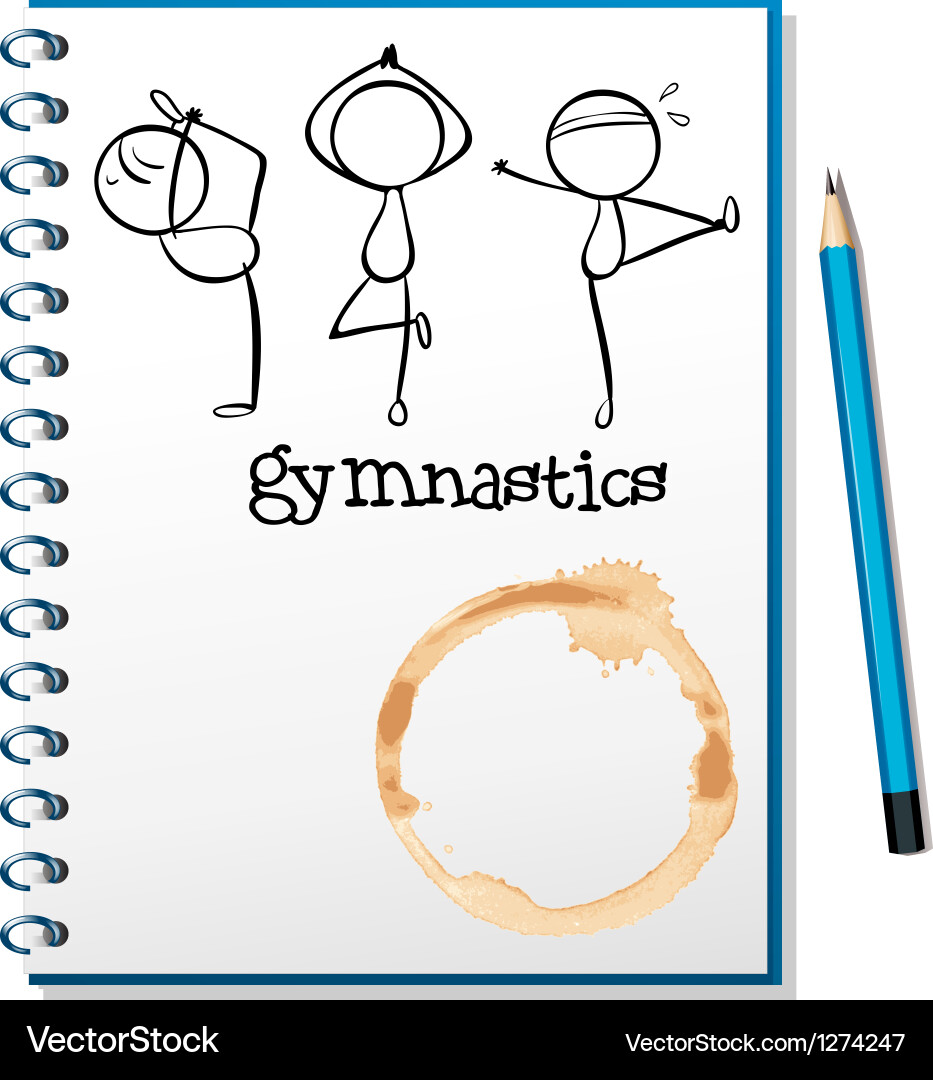 A notebook with sketch of the three gymnasts vector image