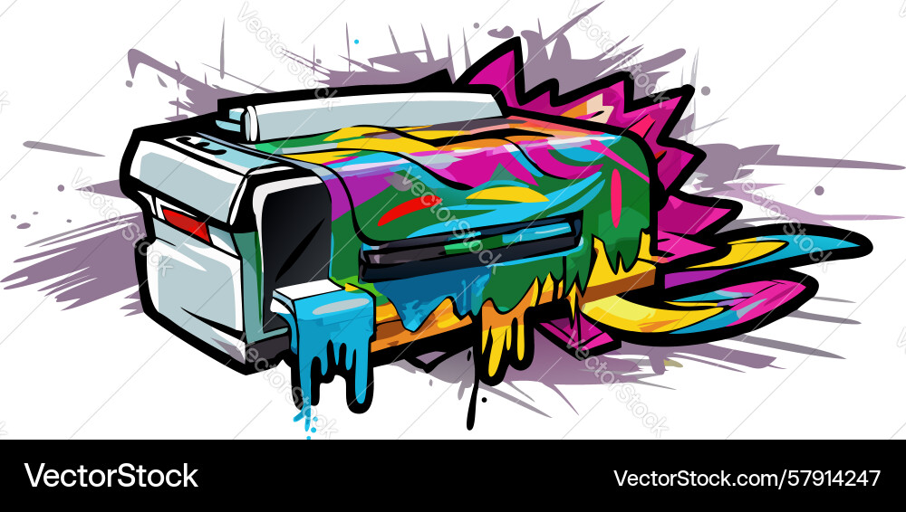 Abstract printer design with dynamic colorful Vector Image