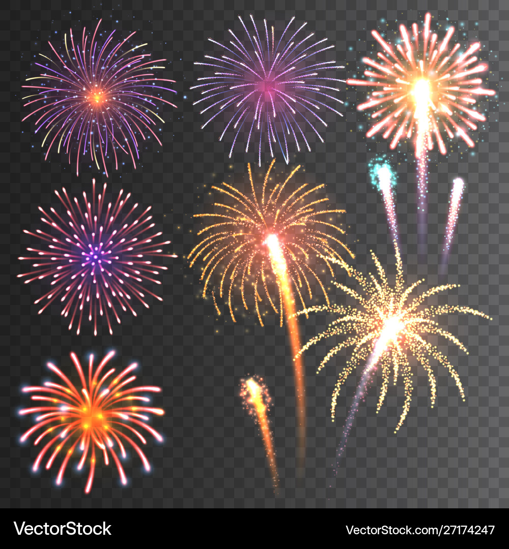 Colorful Fireworks Collection Vector Image