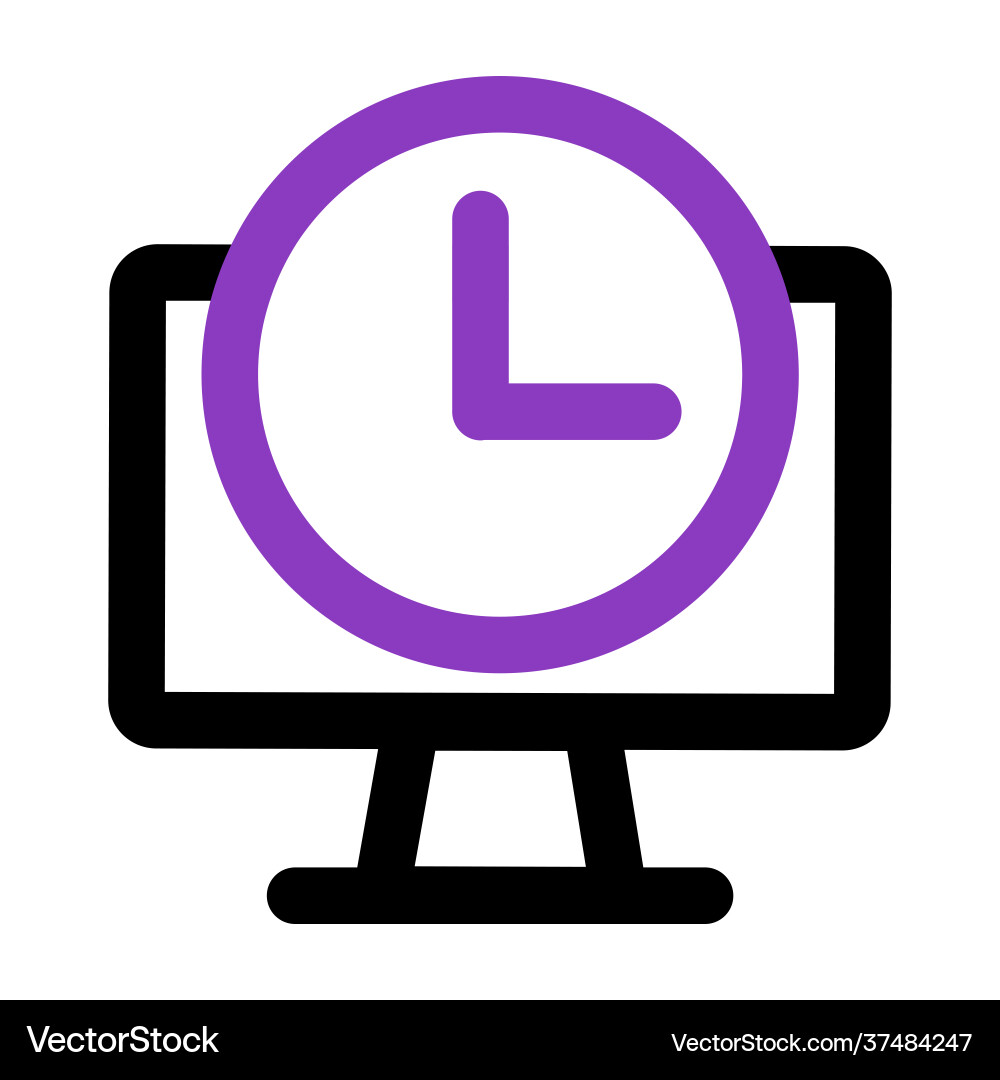 Computer icon with time outline can Computer icon with time outline can vector image