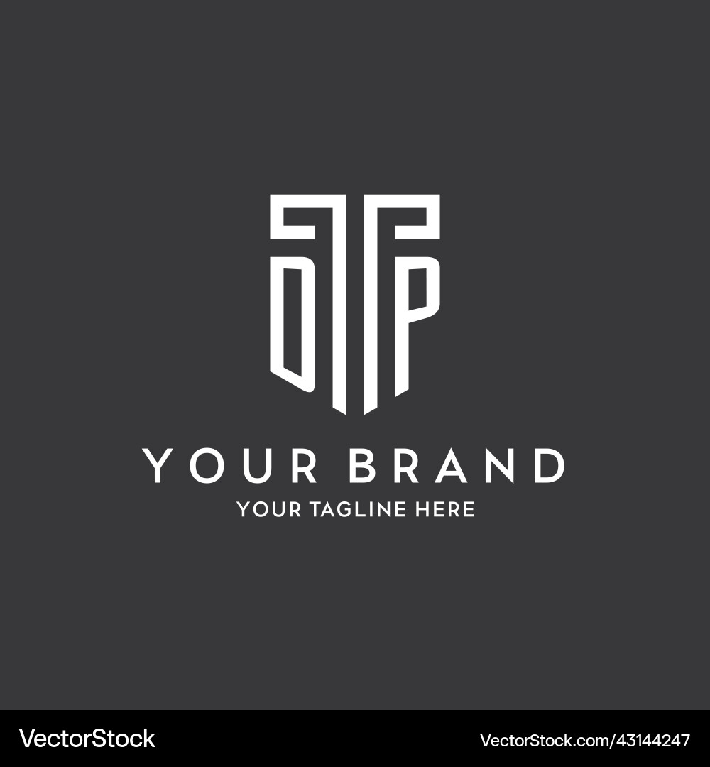 Dp monogram initial name with shield shape icon Vector Image