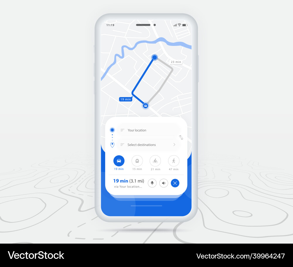 Map gps navigation ux ui concept smartphone Map gps navigation ux ui concept smartphone vector image