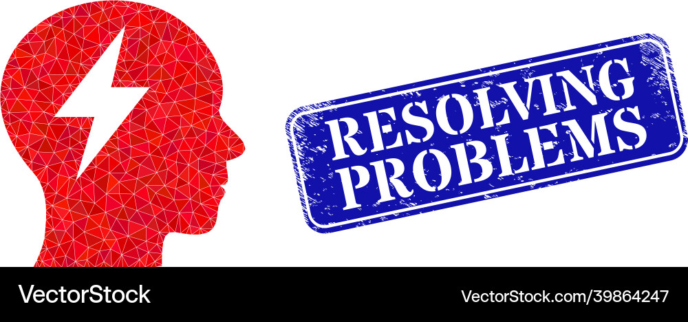 Rubber resolving problems stamp with brainstorm Rubber resolving problems stamp with brainstorm vector image
