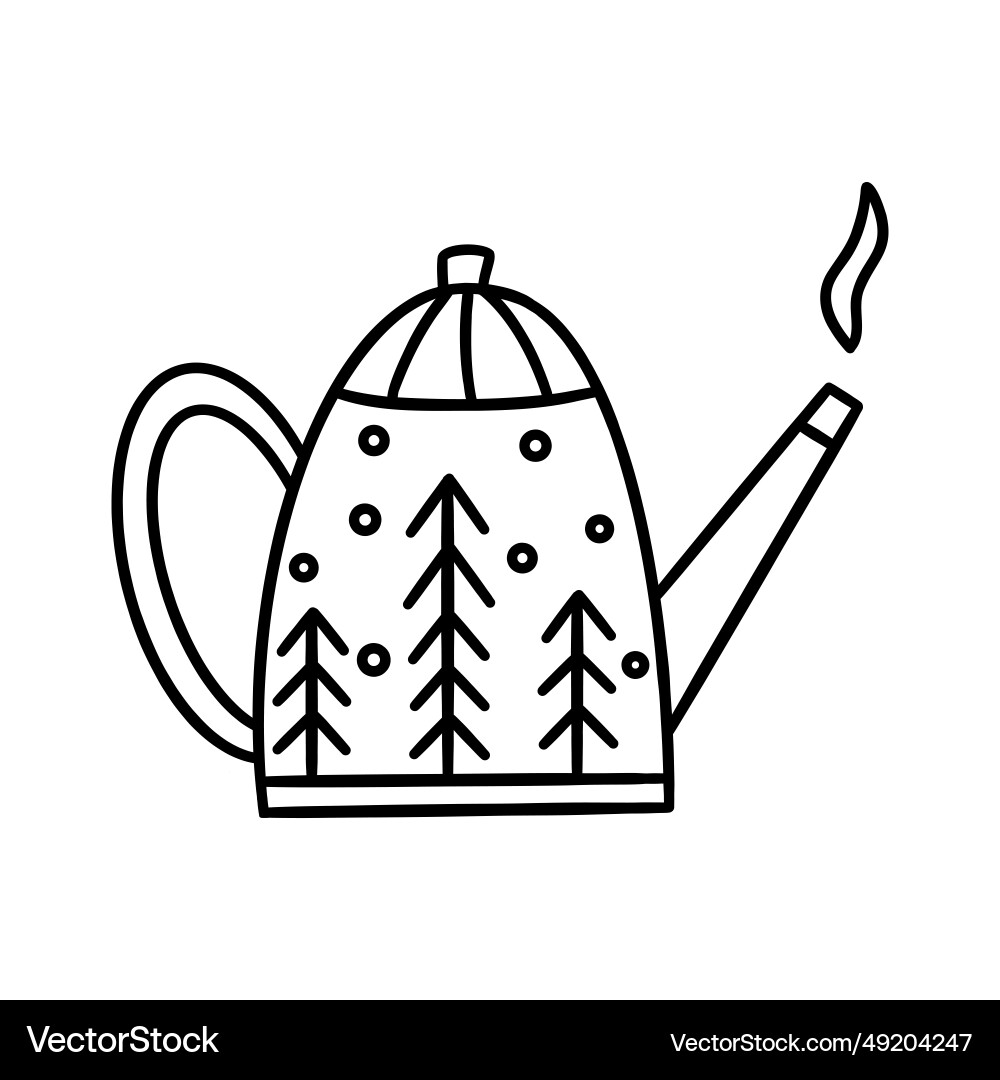 Süßer Teekannedruck von Weihnachtsbäumen und Schnee Süßer Teekannedruck von Weihnachtsbäumen und Schnee vektorbild