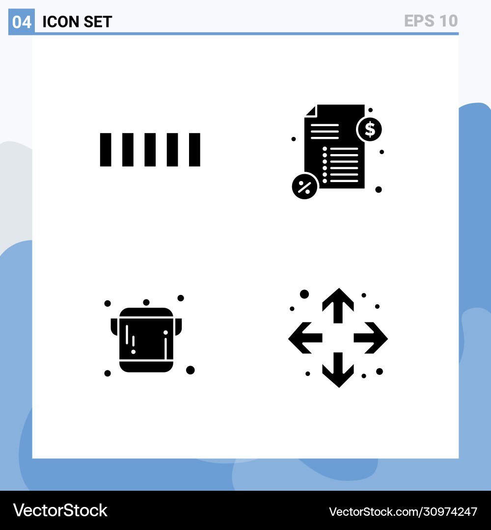 Set 4 solid glyphs on grid for connection Vector Image