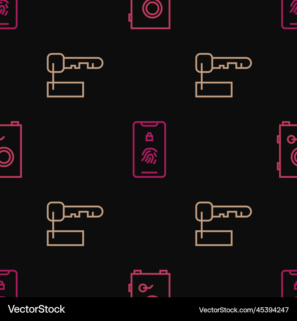 Set line safe marked key and mobile Set line safe marked key and mobile vector image