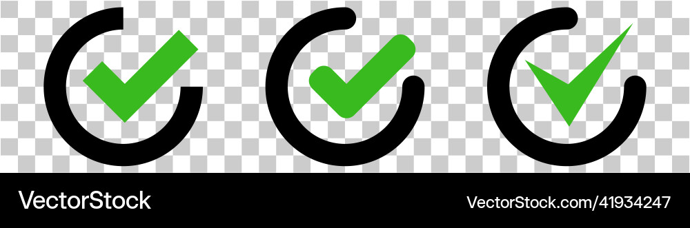 Set of check mark icons isolated on transparent vector image