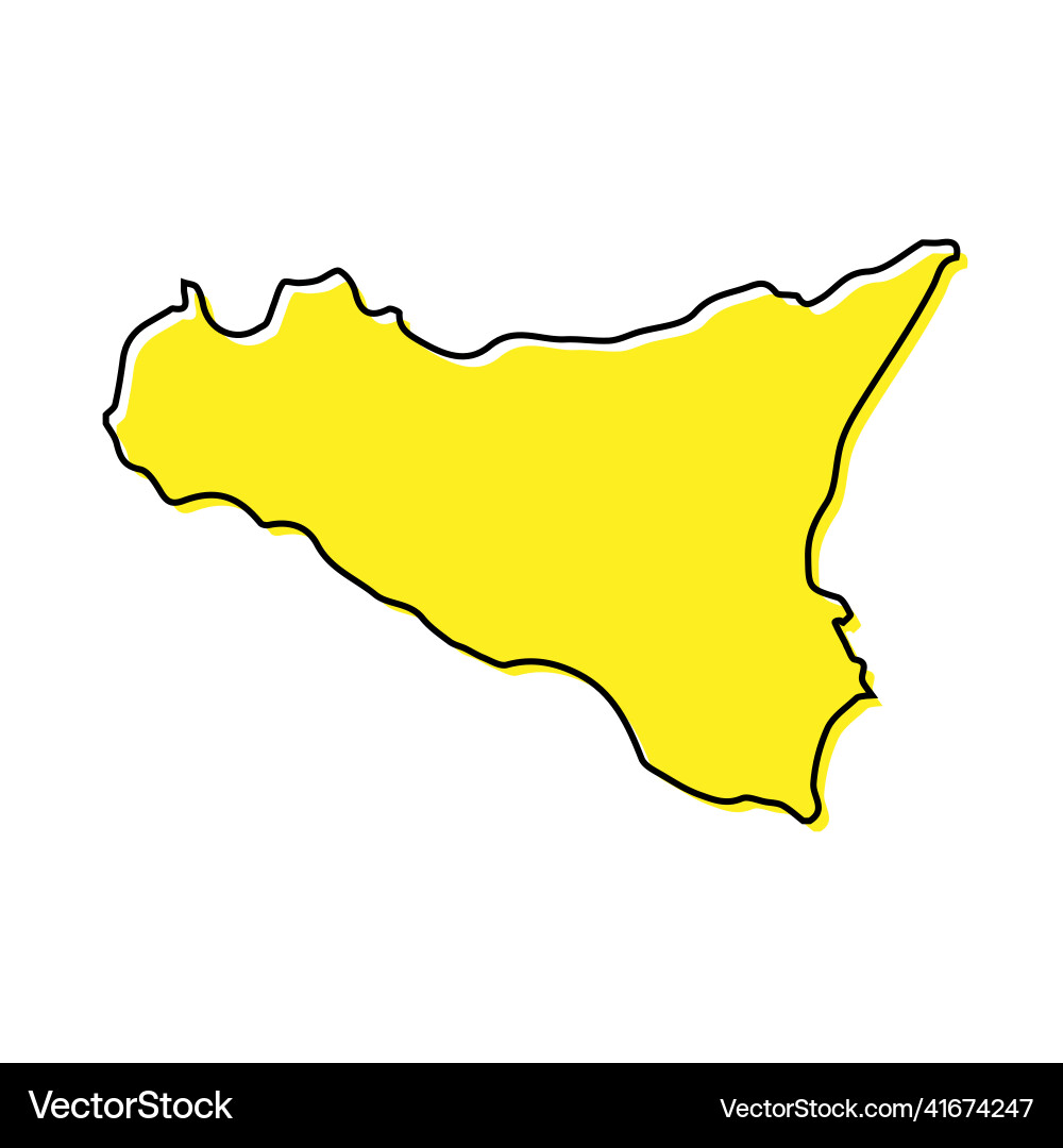 Simple outline map of sicily is a region italy Vector Image for Free Printable Map Of Sicily