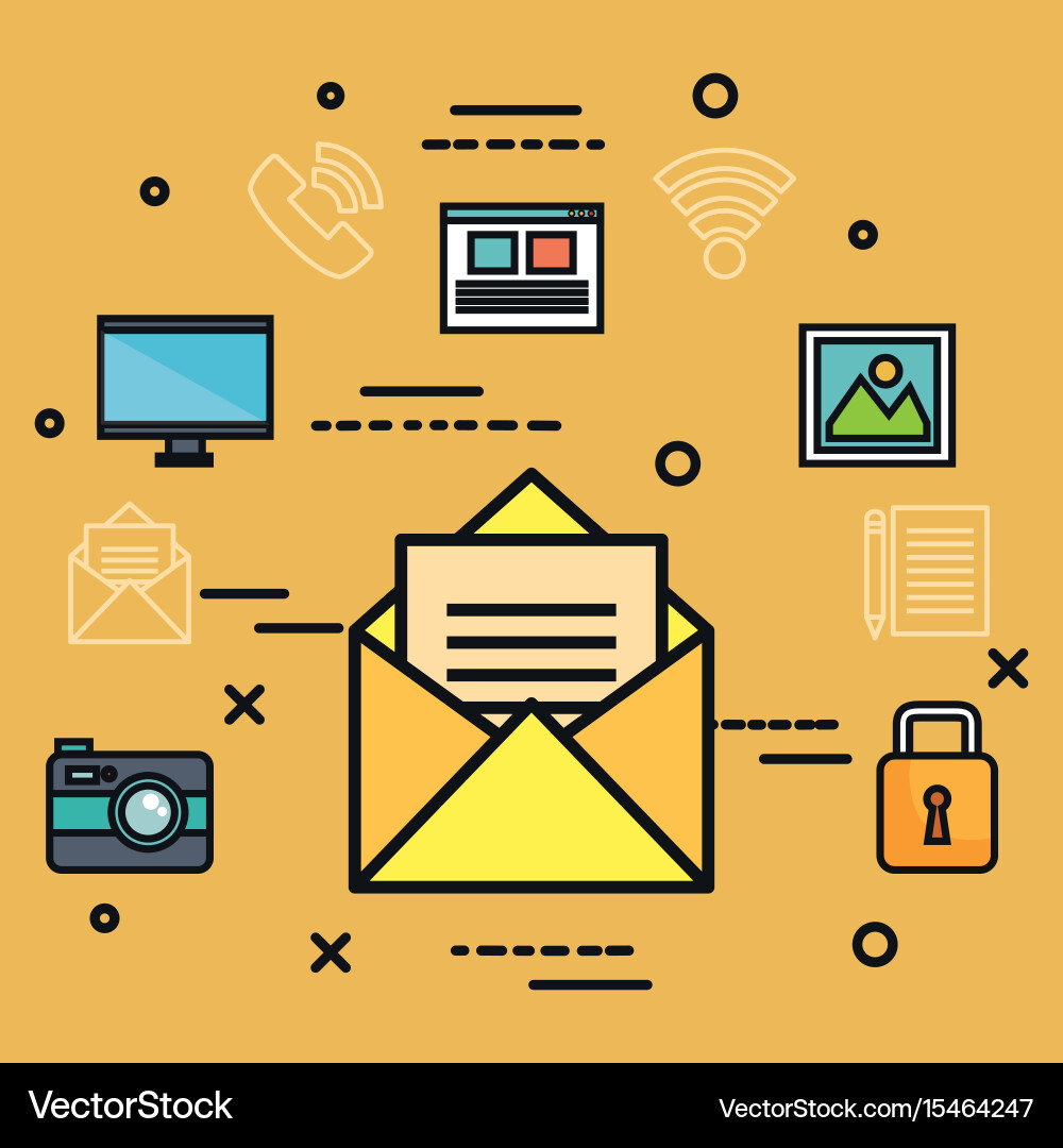 Technology and communication objects design vector image