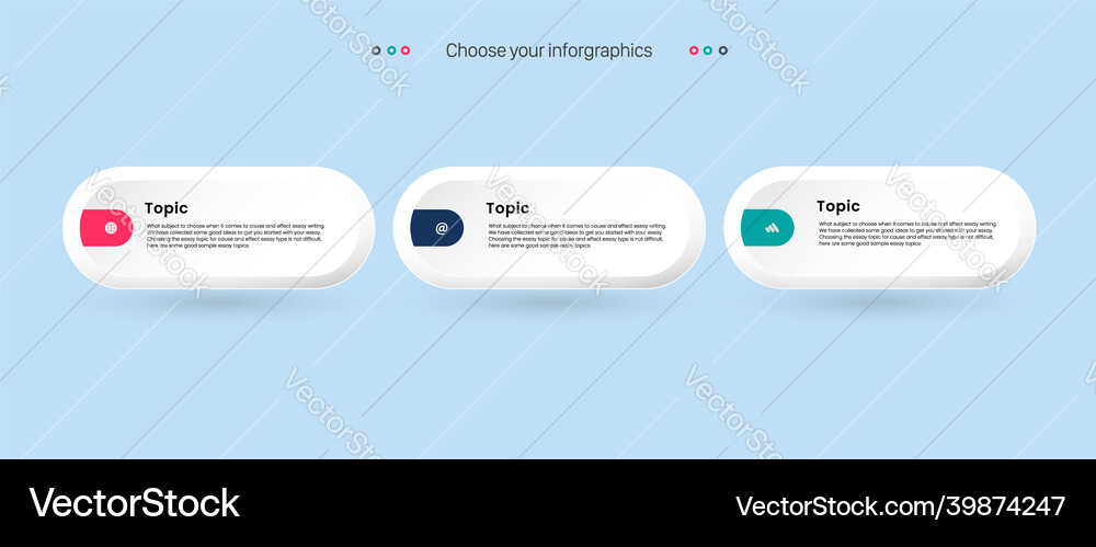 Three infographic process chart style with 3steps Three infographic process chart style with 3steps vector image