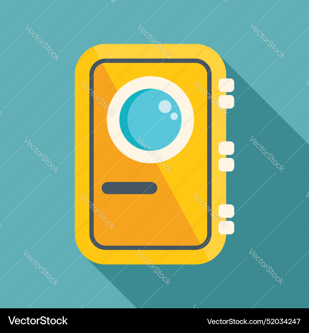 Yellow action camera showing lens and side buttons Yellow action camera showing lens and side buttons Vector Image