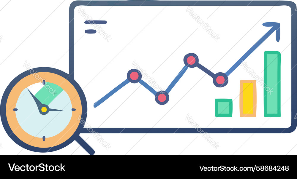 Data Insights & Performance Clock Vector Image
