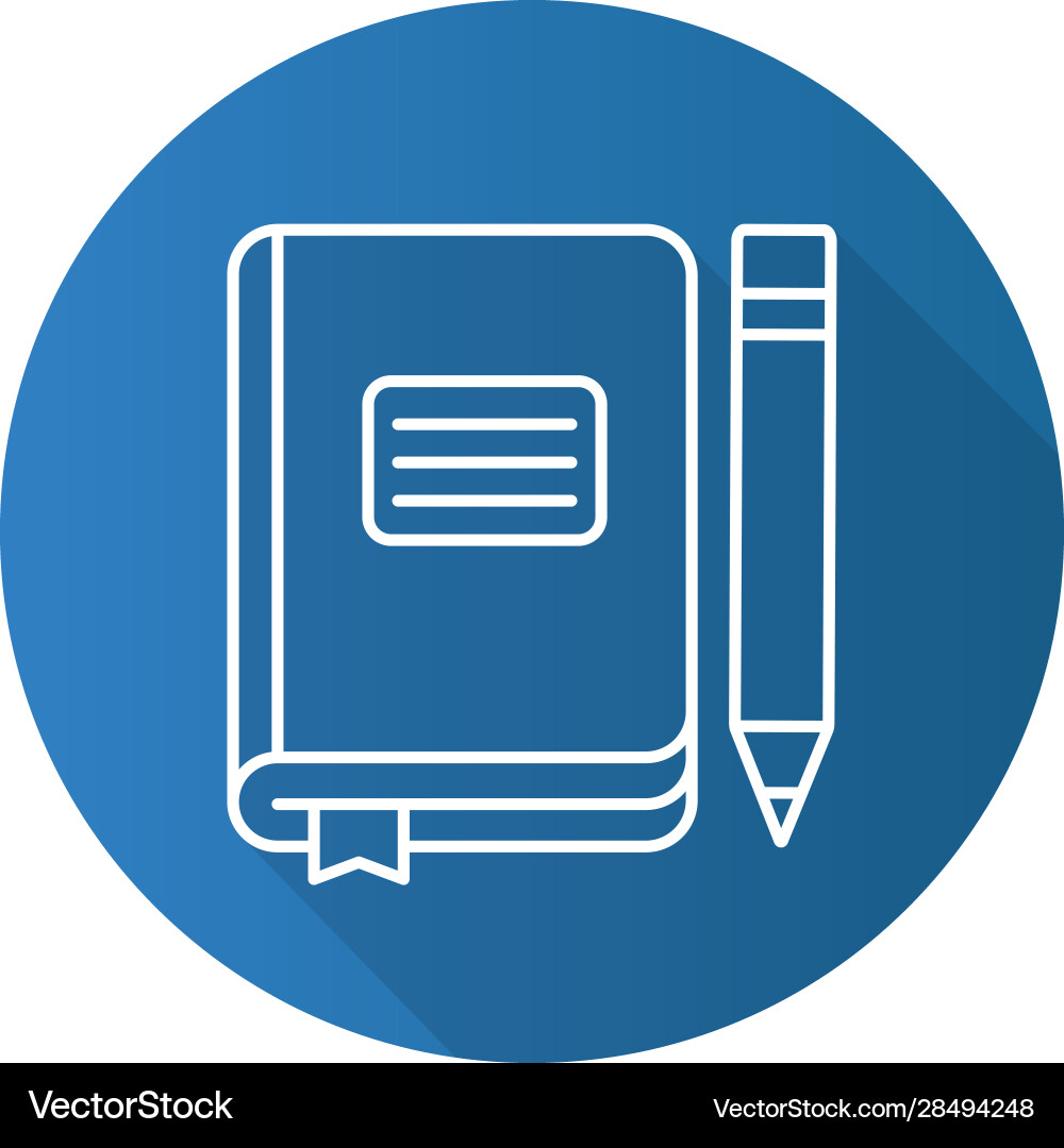 Diary notebook flat linear long shadow icon vector image