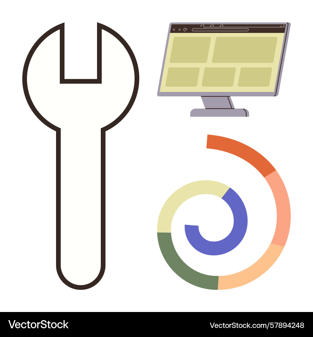 Digital tools and analytics concept with computer Vector Image