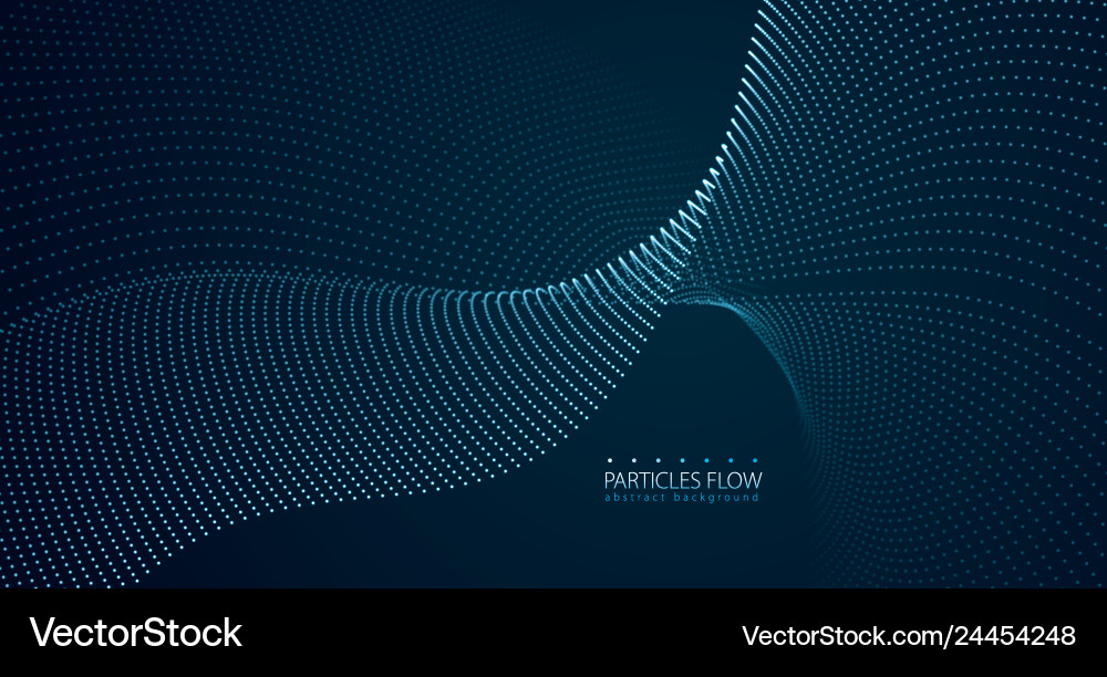 Dynamic particles sound wave flowing over dark Dynamic particles sound wave flowing over dark vector image