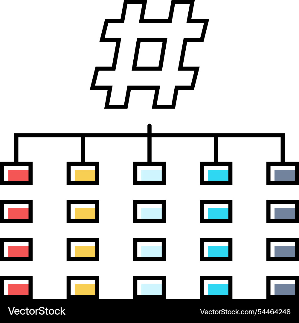 Hashing algorithm color icon Hashing algorithm color icon vector image