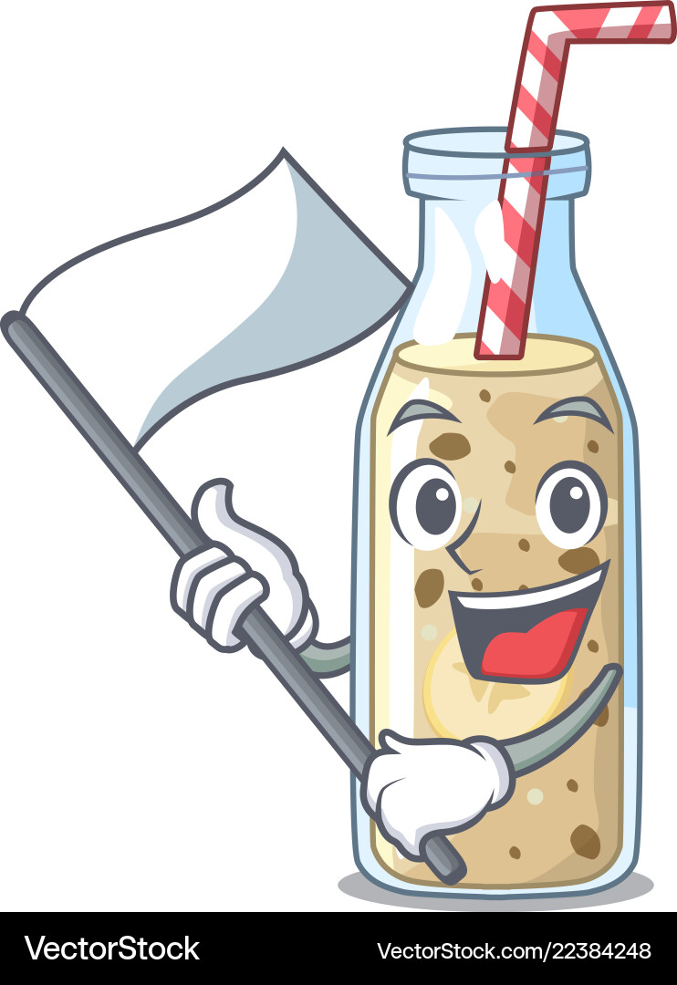 Mit Flagge süße Banane Smoothie isoliert auf Maskottchen Mit Flagge süße Banane Smoothie isoliert auf Maskottchen vektorbild