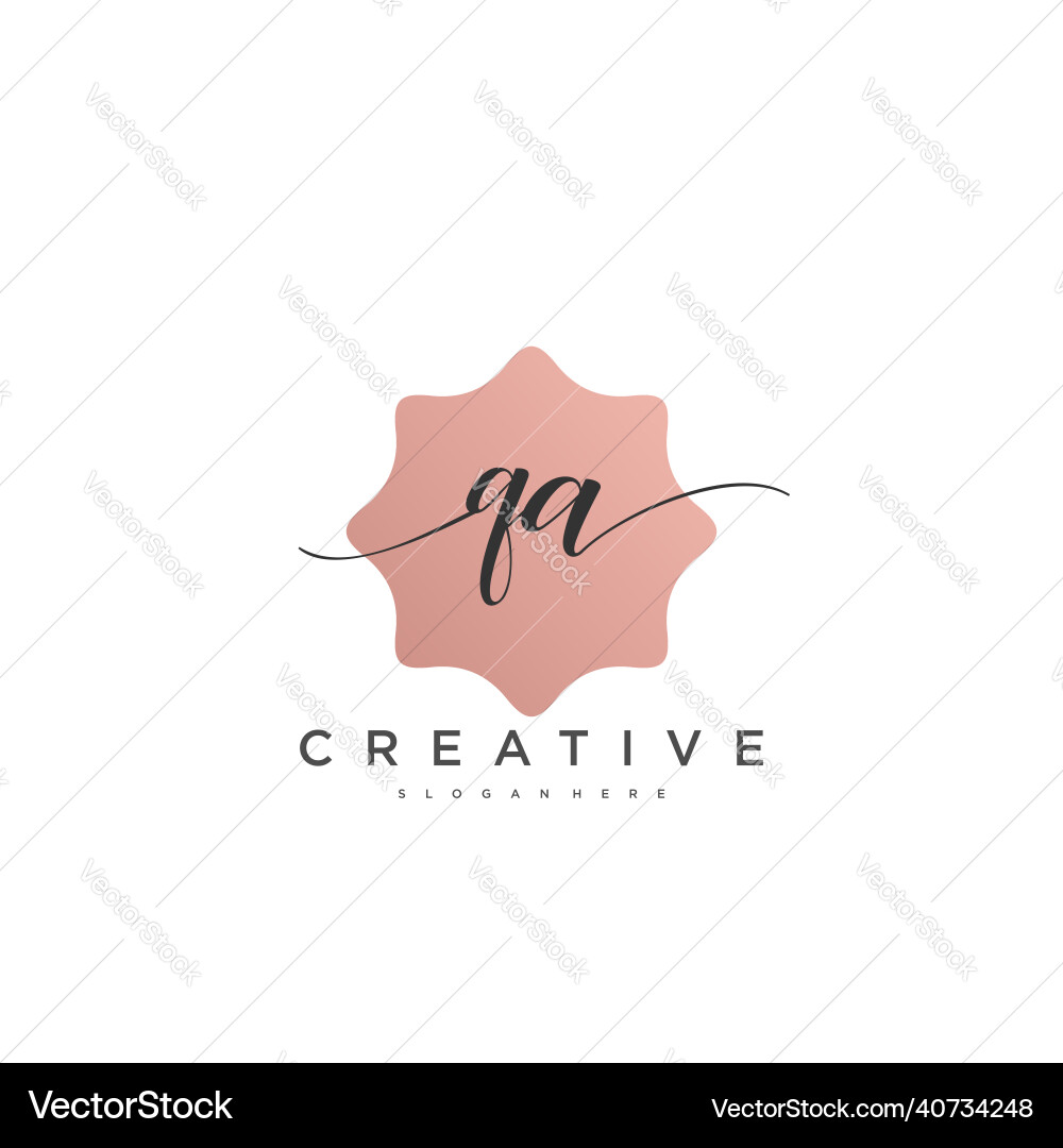 Qa initial handwriting minimalist geometric logo Vector Image