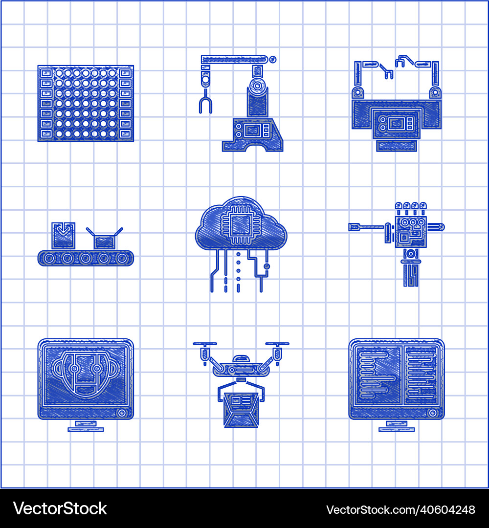 Set internet of things computer monitor screen Set internet of things computer monitor screen Vector Image