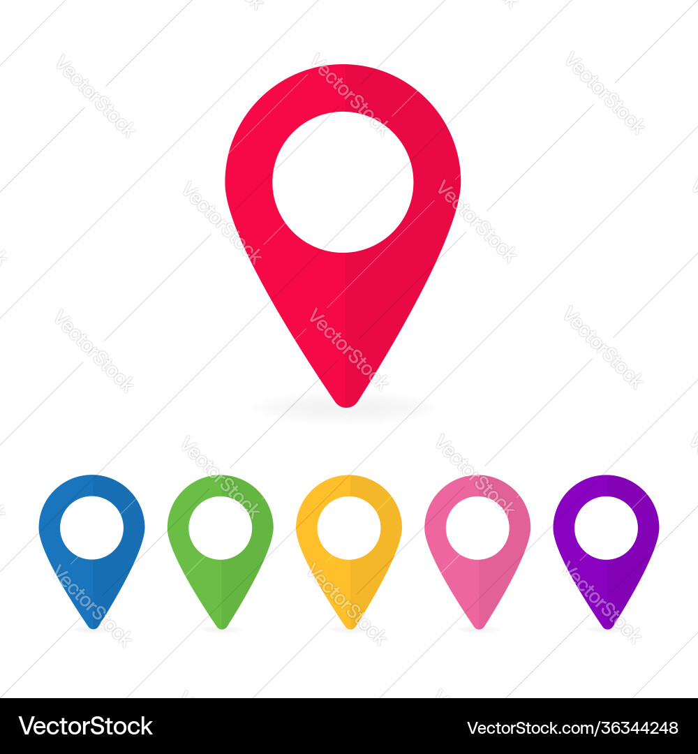 Set map pointers different colors Set map pointers different colors vector image