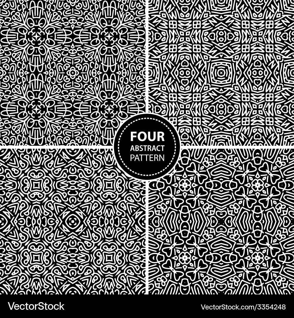 Set of four abstract seamless patterns vector image