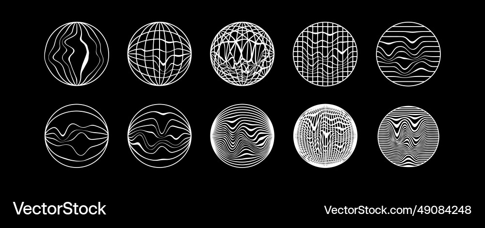 Set of globe circle element grids polar grid Set of globe circle element grids polar grid vector image