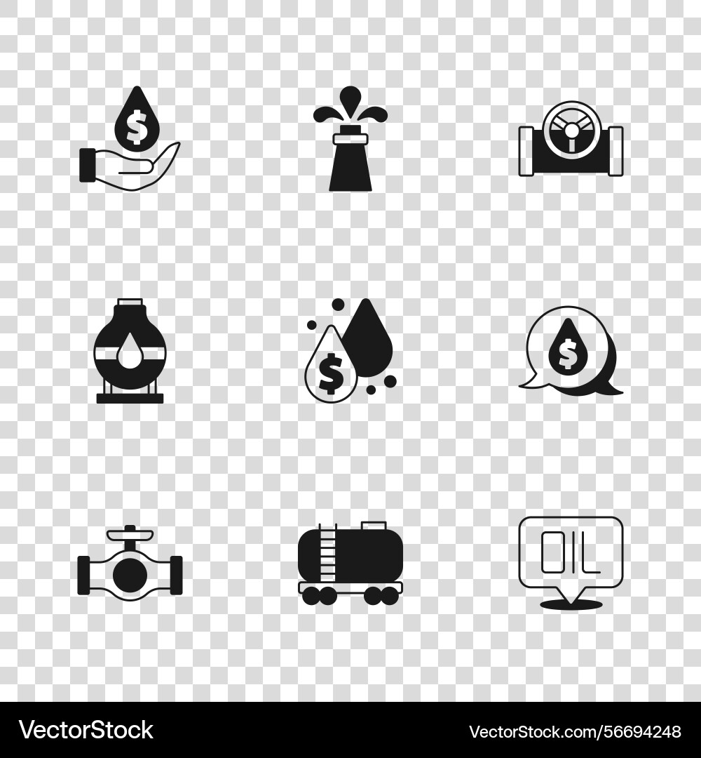 Set oil railway cistern drop with dollar symbol Set oil railway cistern drop with dollar symbol Vector Image