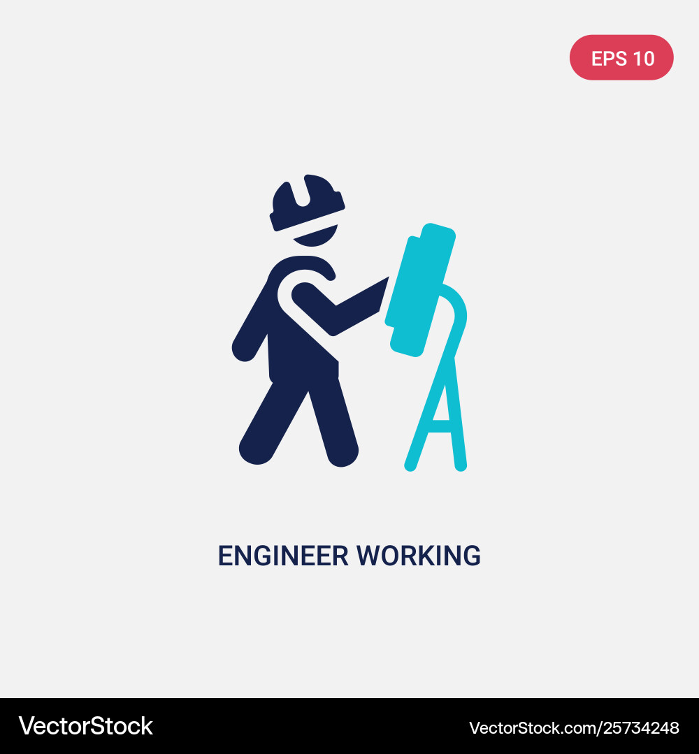 Two color engineer working icon from behavior Two color engineer working icon from behavior vector image