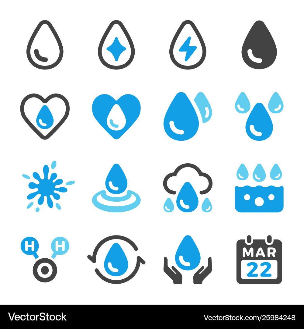 Water icon set vector image