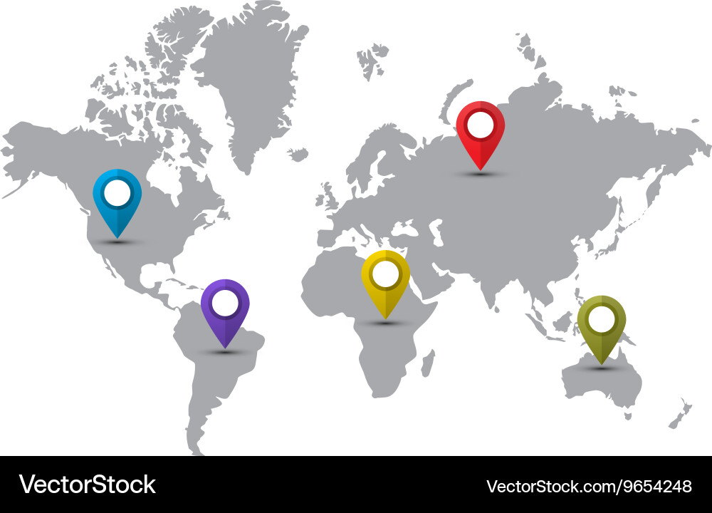 World map with pointer marks vector image