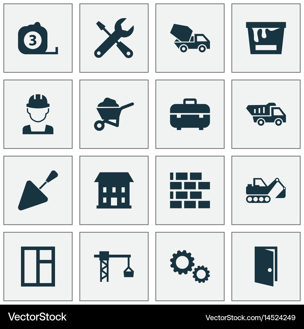 Architecture icons set collection of measure tool vector image