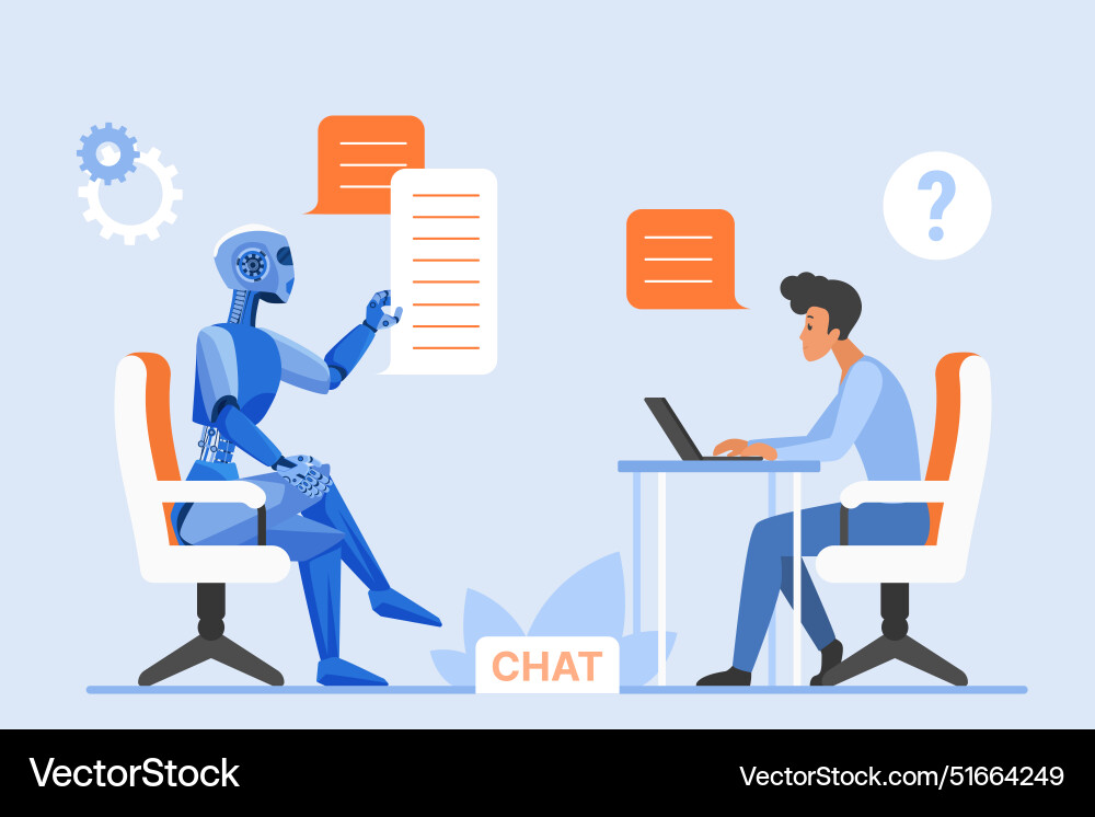 Benutzer und Chat bot Gespräch chatgpt winzig Mann Benutzer und Chat bot Gespräch chatgpt winzig Mann vektorbild